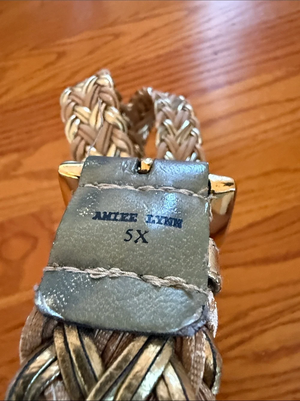 Amiee Lynn Braided‎ Metallic Gold and Brown/Tan/Beige Belt Size 5X